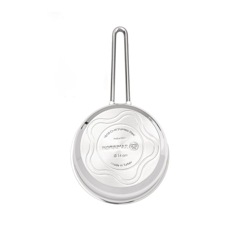 Korkmaz Alfa Stainless Steel Saucepan - 14x7cm, Induction Compatible, Made in Turkey