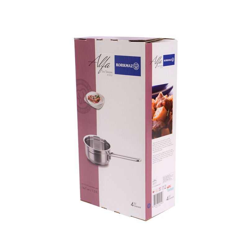 Korkmaz Alfa Stainless Steel Saucepan - 14x7cm, Induction Compatible, Made in Turkey