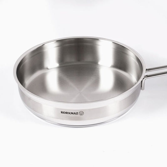 Korkmaz Alfa Stainless Steel Frying Pan - Induction Compatible, Made in Turkey