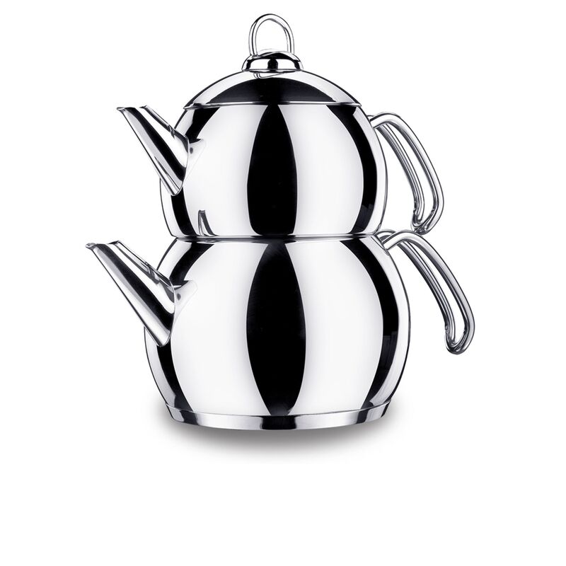 Korkmaz Tombik Teapot Set - 1.1L Premium Stainless Steel, Made in Turkey
