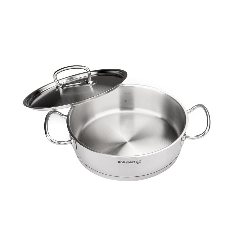 Korkmaz Proline 9-Piece Stainless Steel Cookware Set - Induction Compatible, Stainless Steel Stock Pot Set and Frying Pan, Made in Turkey