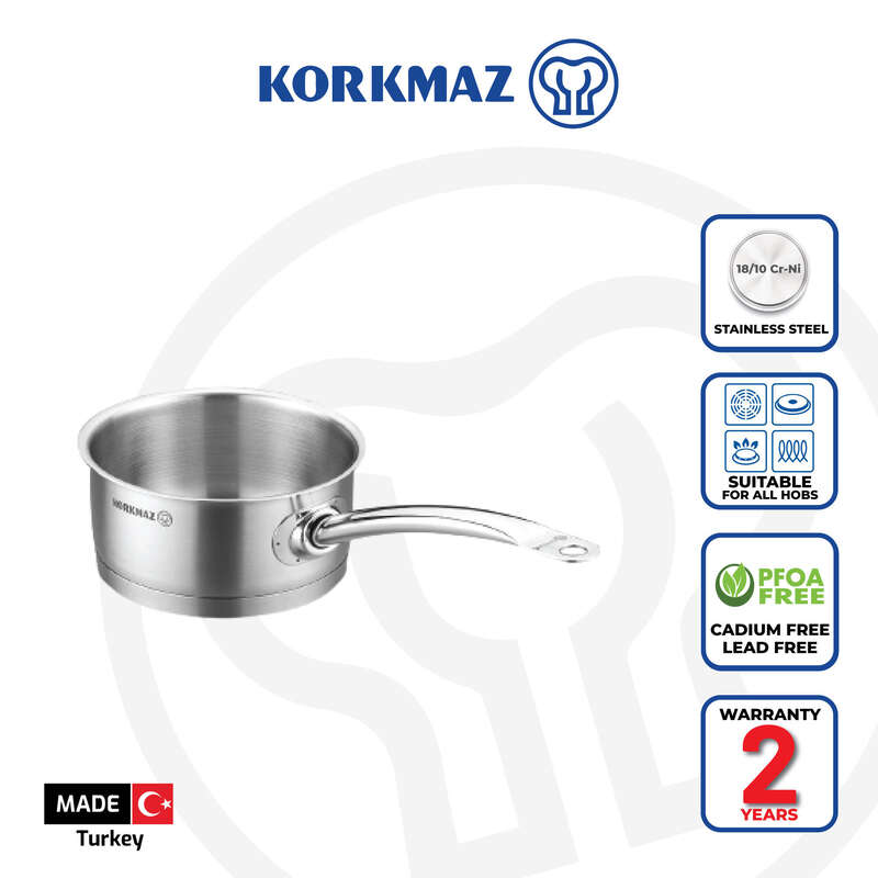 Korkmaz Proline Stainless Steel Saucepan- Induction Compatible, Made in Turkey