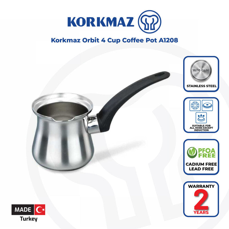 Korkmaz Orbit Stainless Steel Turkish Coffee Pot -Made in Turkey