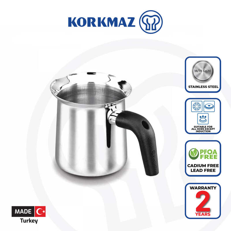 Korkmaz Proline Satin Stainless Steel Milk Frothing Pitcher - 1.0L, Made in Turkey
