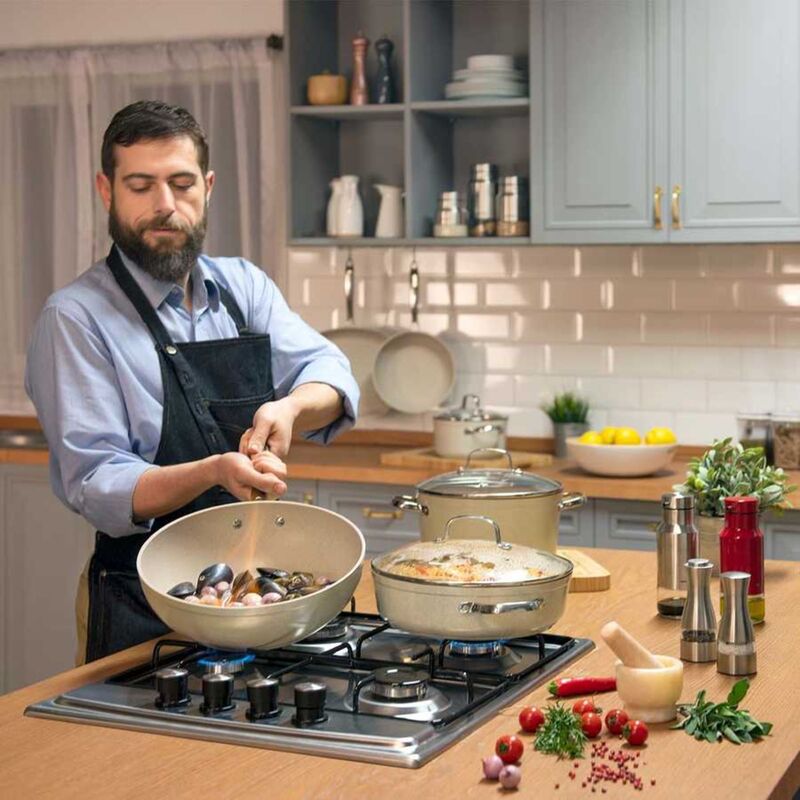 Korkmaz Granita Non-Stick Stock Pot (Soup Pot) - Induction Compatible, Free From PFOA, Cadmium, and Lead, Made in Turkey