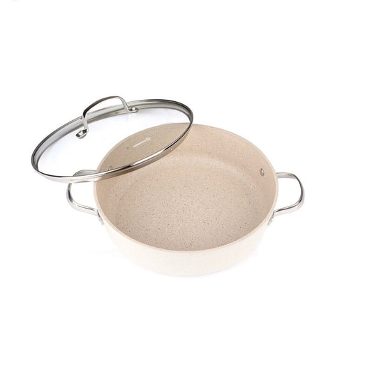 Korkmaz Granita Non-Stick Cookware Set, 7-Piece, Induction Compatible, Stock Pot Set with Frying Pan, Made in Turkey