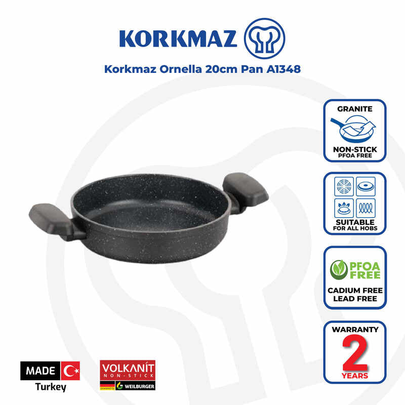 Korkmaz Ornella Non-Stick Frying Pan - 20cm, Induction Compatible Omelette Pan, Free From PFOA, Cadmium, and Lead, Made in Turkey