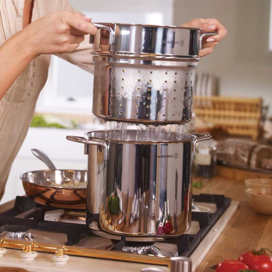 Korkmaz Perla Stainless Steel Spaghetti Cookware Set - Induction Compatible Spaghetti Pot, Made in Turkey