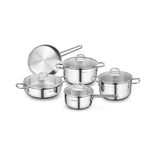 Korkmaz Perla Stainless Steel 9 Piece Cookware Set - Made in Turkey, Induction Compatible