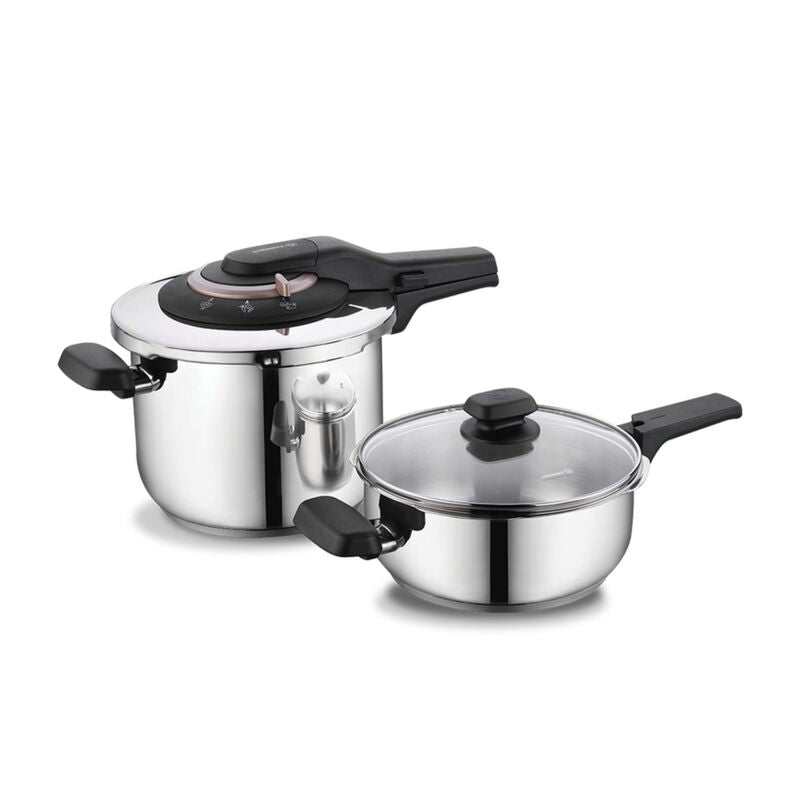Korkmaz Vita Plus Rosegold 6.0L Stainless Steel Pressure Cooker Set - Induction Compatible, Made in Turkey