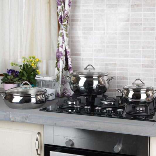 Korkmaz Tombik Jr. 6-Piece Stainless Steel Cookware Set - Induction Compatible, Stock Pot Set, Made in Turkey