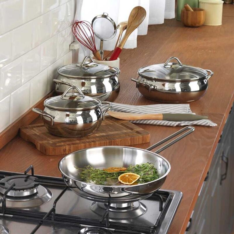 Korkmaz Tombik Jr. 6-Piece Stainless Steel Cookware Set - Induction Compatible, Stock Pot Set, Made in Turkey