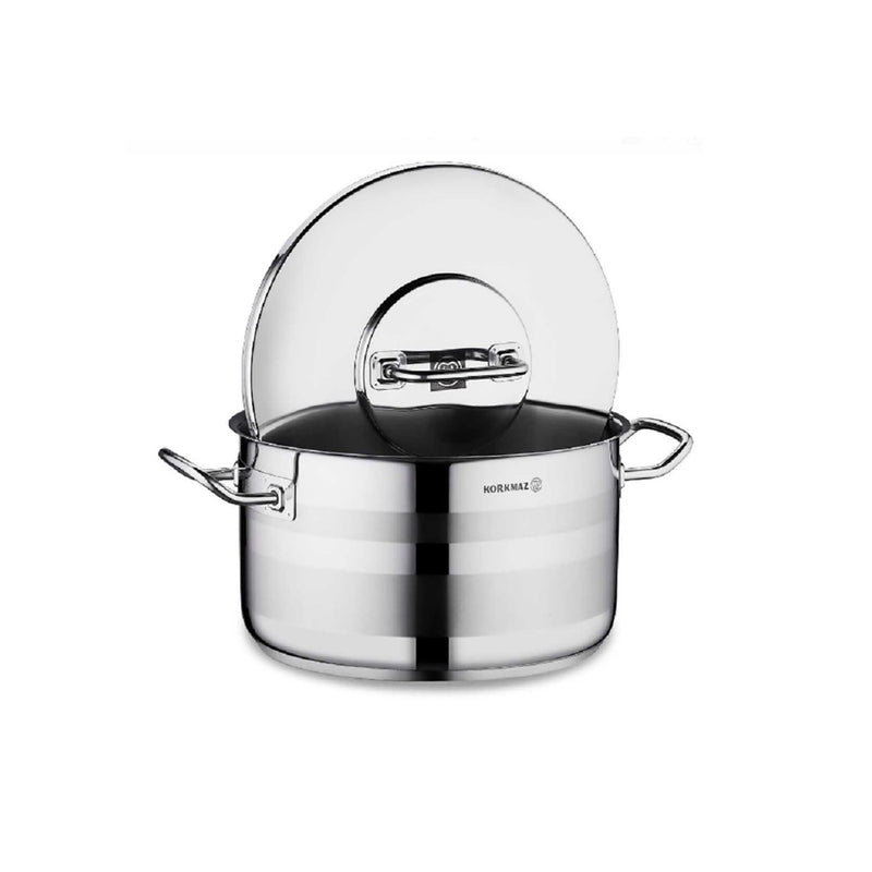Korkmaz Astra2 Stainless Steel Cooking Pot with Lid -Made in Turkey, Induction Compatible