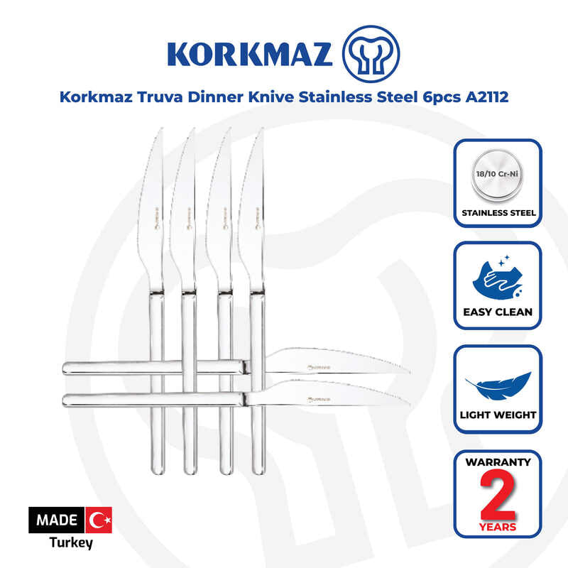 Korkmaz Truva Stainless Steel Dinner Knive Set - 6pcs, Made in Turkey