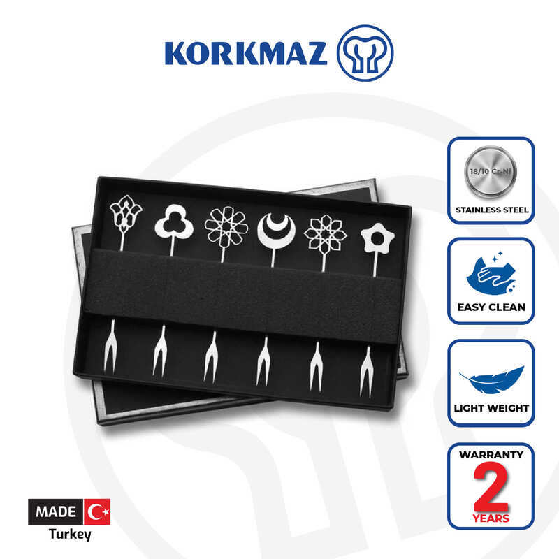 Korkmaz Icon 6-Piece Stainless Steel Dessert Cutlery Set for 6 - Made in Turkey