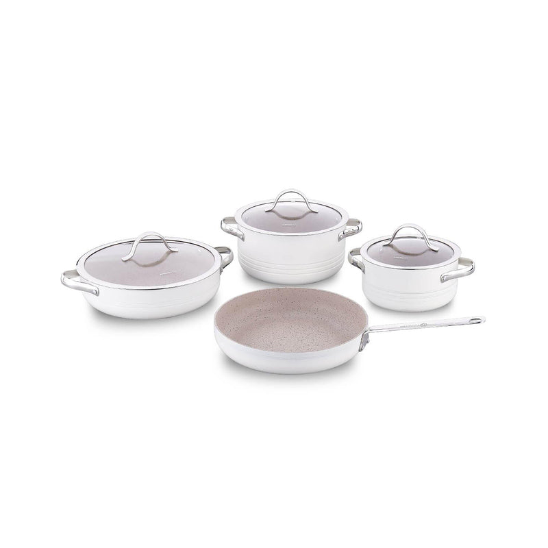 Korkmaz Linea Rosagold 7-Piece Non Stick Cookware Set with Glass Lid - Gas Stove Compatible, PFOA Free, Made In Turkey