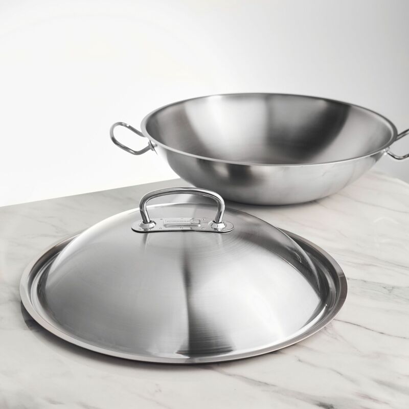 Korkmaz Proline Stainless Steel Wok with Lid , Induction Compatible, Made in Turkey