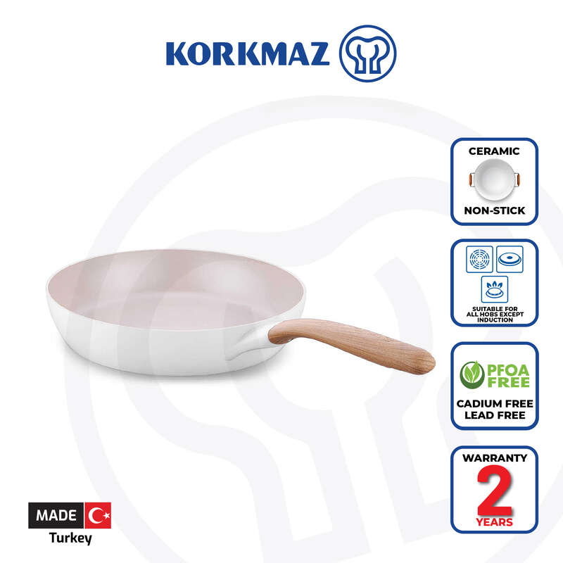 Korkmaz Gusto Non Stick Ceramic Frying Pan - Gas Stove Compatible, Made In Turkey