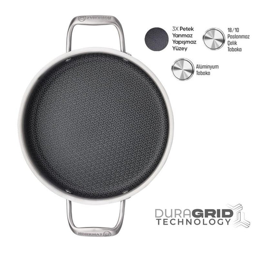 Korkmaz Altima Stainless Steel Honeycomb Frying Pan 20cm β Non-Stick, Induction Compatible