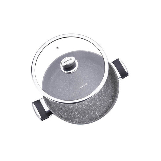 Korkmaz Palma Non Stick Cooking Pot with Glass Lid - 26x7cm, Induction Compatible, PFOA Free, Made In Turkey
