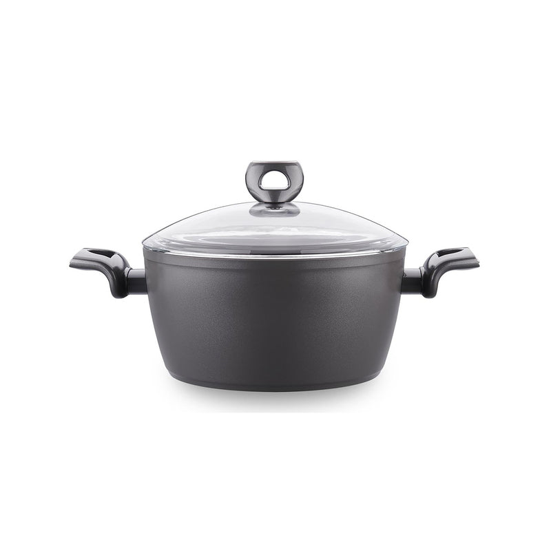 Korkmaz Nora Non Stick Ceramic Pot with Glass Lid - 24x11.7cm, PFOA Free, Gas Stove Compatible, Made In Turkey