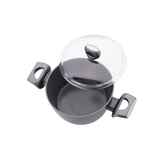 Korkmaz Nora Non Stick Ceramic Pot with Glass Lid - 24x11.7cm, PFOA Free, Gas Stove Compatible, Made In Turkey