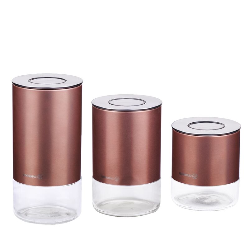 Korkmaz Stora Plus Dry Food Storage Container Set - BPA Free, 3-Piece, Red, Made in Turkey