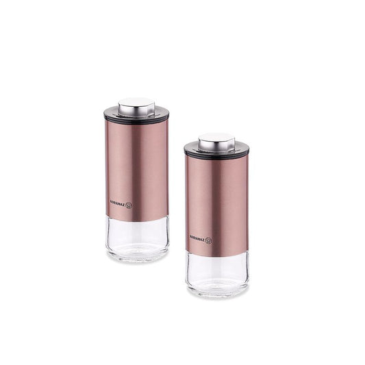 Korkmaz Stora Plus Salt and Pepper Shakers - Adjustable Pour Holes, for Himalayan, Kosher, and Sea Salts, Made in Turkey