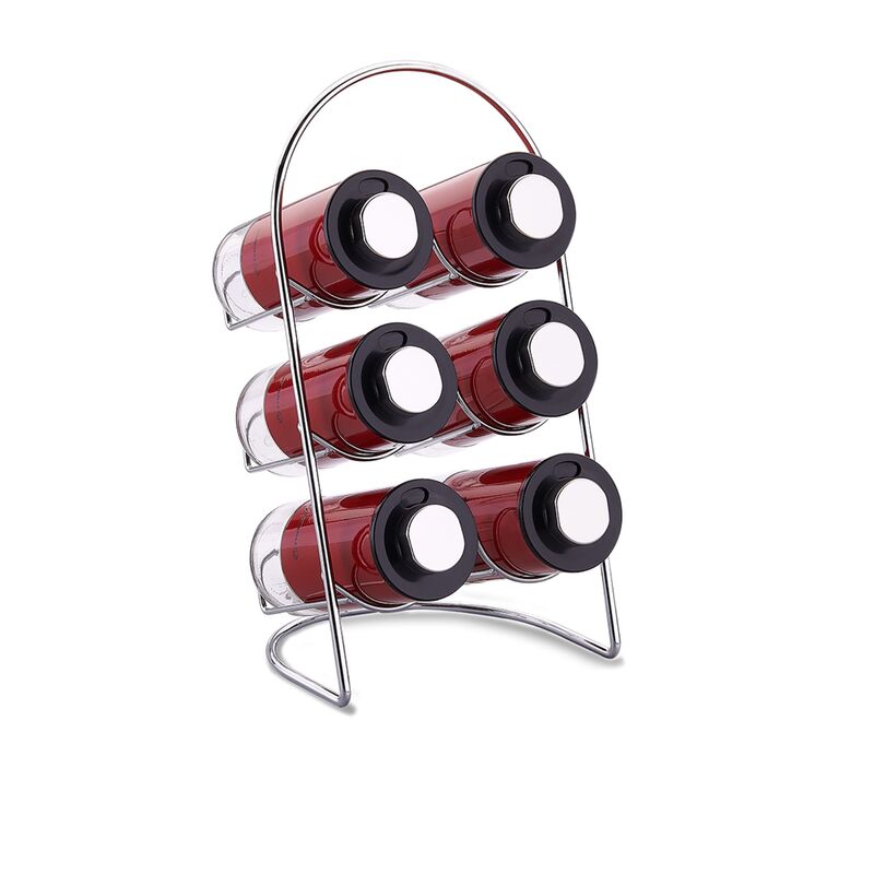 Korkmaz Stora Plus Spice Rack Organizer with Set of 6 Glass Spice Jars - Made in Turkey