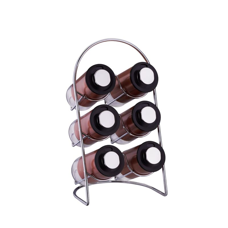 Korkmaz Stora Plus Spice Rack Organizer with Set of 6 Glass Spice Jars - Made in Turkey