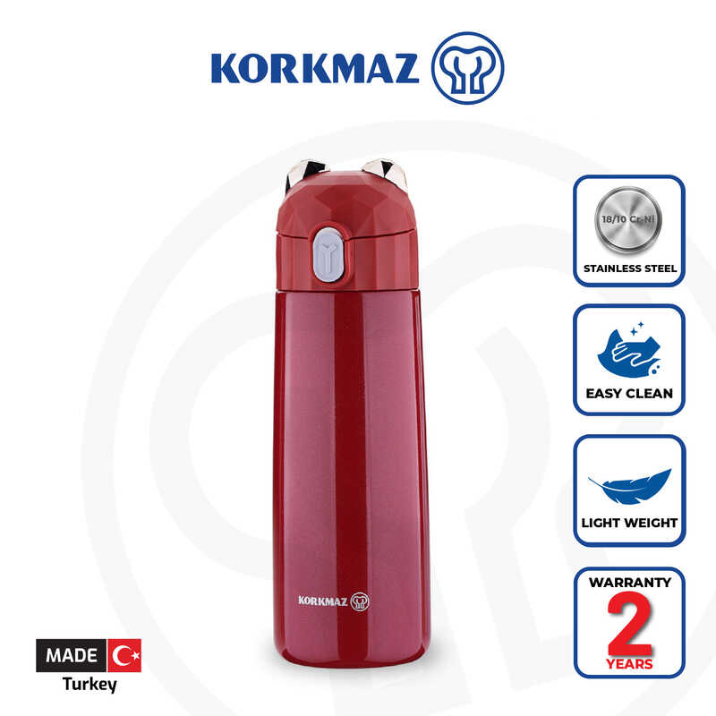 Korkmaz Bambino Plus Stainless Steel Insulated Water Bottle - BPA-Free Kids Tumblers, Made in Turkey
