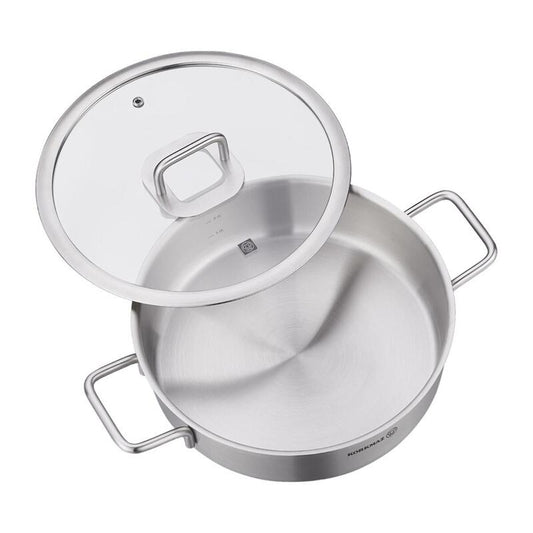 Korkmaz Stella Stainless Steel Cooking Pot – Induction Compatible, Glass Lid