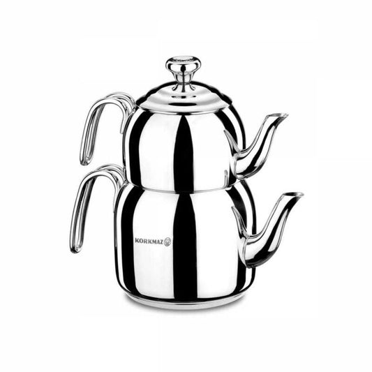 Korkmaz Droppa Teapot Set Premium Stainless Steel - Made in Turkey