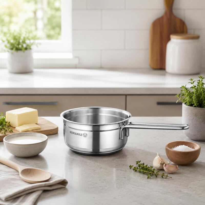 Korkmaz Alfa 18/10 Stainless Steel Saucepan 14cm 1L, Induction Compatible