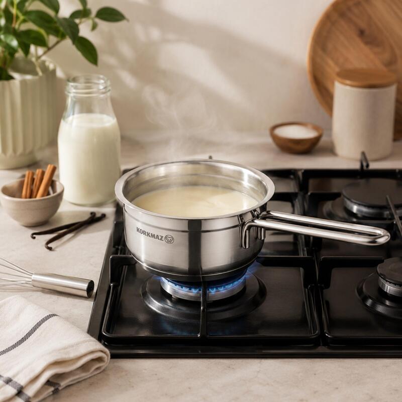 Korkmaz Alfa 18/10 Stainless Steel Saucepan 14cm 1L, Induction Compatible