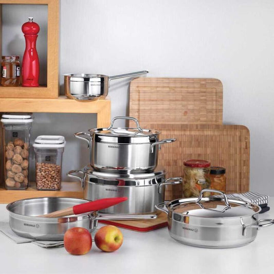Korkmaz Alfa Stainless Steel Cooking Pot - Induction Compatible, Made in Turkey