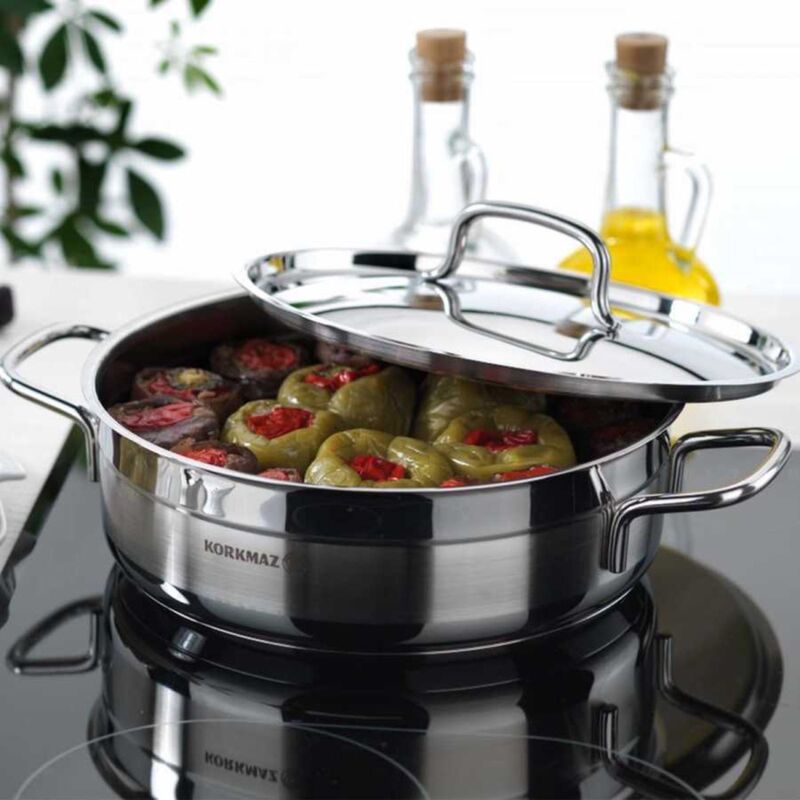 Korkmaz Alfa Stainless Steel Cooking Pot - Induction Compatible, Made in Turkey