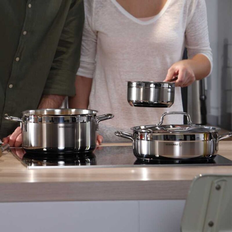 Korkmaz Alfa Stainless Steel Stock Pot (Soup Pot) - Induction Compatible, Made in Turkey