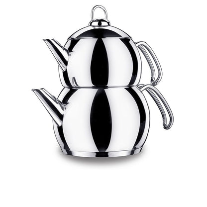 Korkmaz Tombik Teapot Set - 1.1L Premium Stainless Steel, Made in Turkey