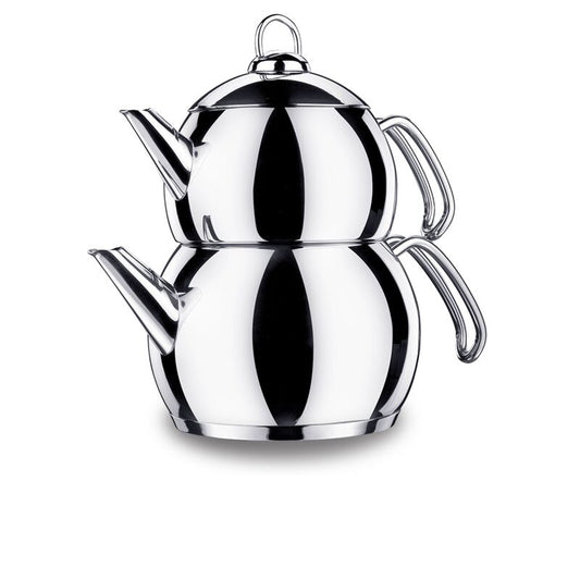 Korkmaz Tombik Teapot Set - 1.1L Premium Stainless Steel, Made in Turkey