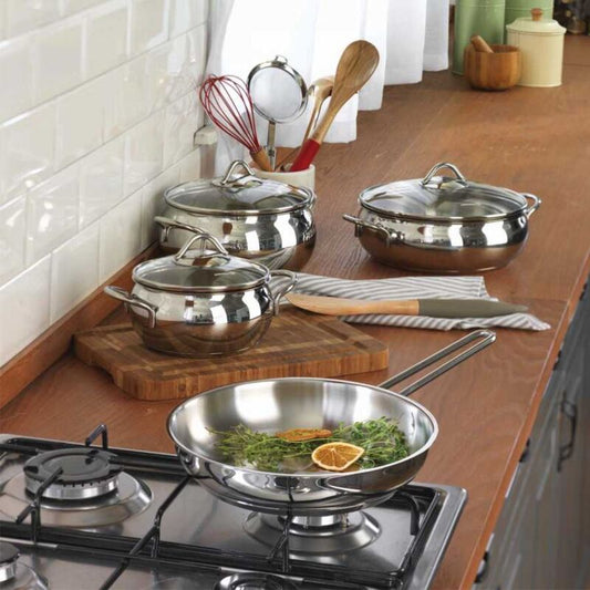 Korkmaz Tombik Stainless Steel Frying Pan , Made in Turkey, Induction Compatible