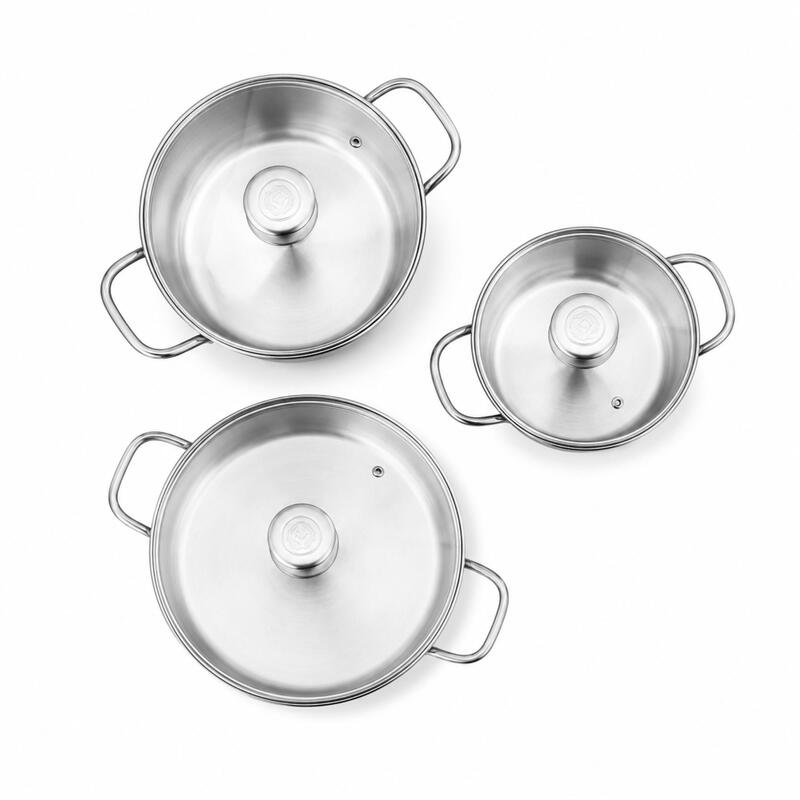 Korkmaz Alia 6-Piece 18/10 Stainless Steel Cookware Set, Induction Compatible