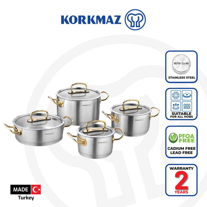 Korkmaz Proline Stainless Steel Cookware Set 8-Piece