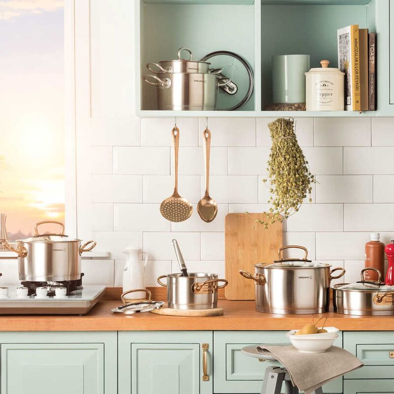 Korkmaz Proline Stainless Steel Cookware Set 8-Piece