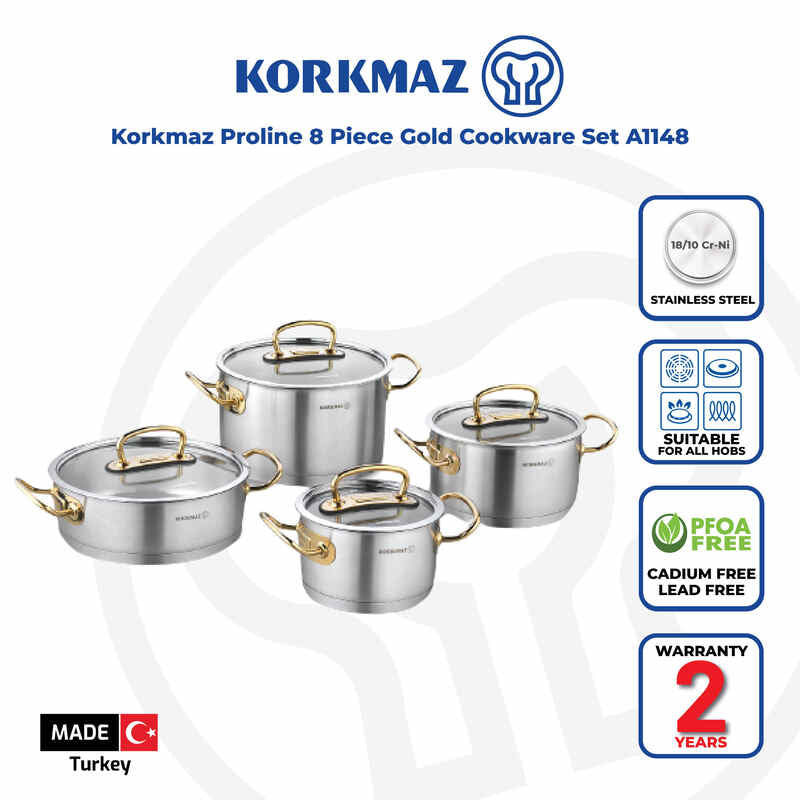 Korkmaz Proline Stainless Steel Cookware Set 8-Piece