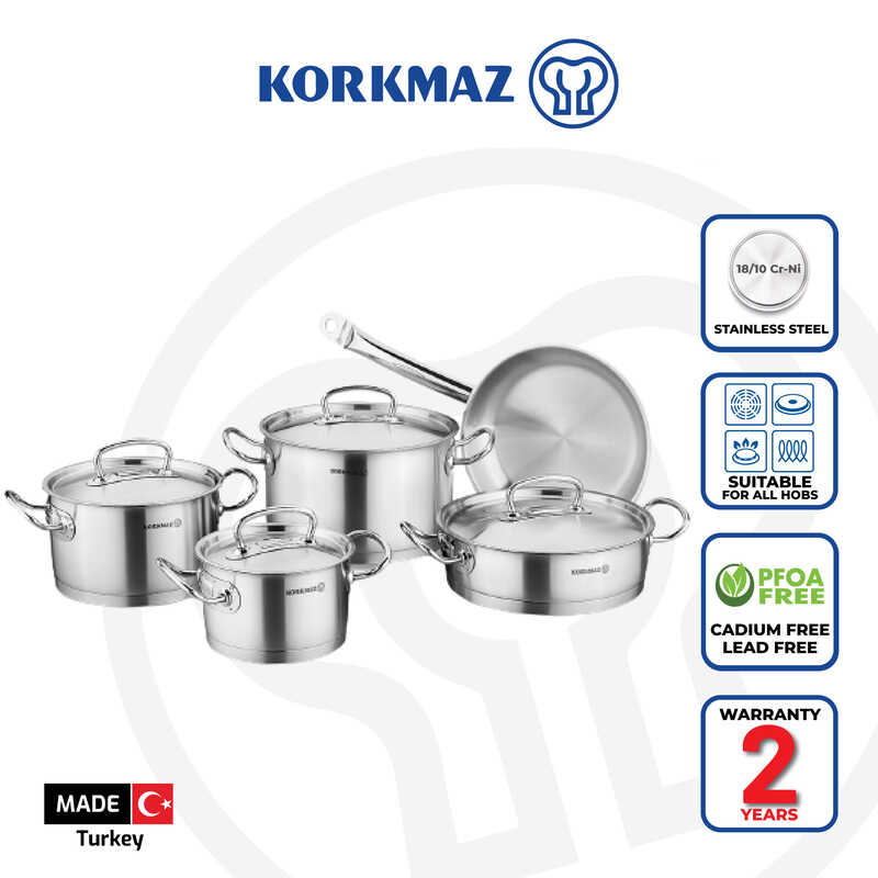 Korkmaz Proline Stainless Steel Cookware Set 9-Piece