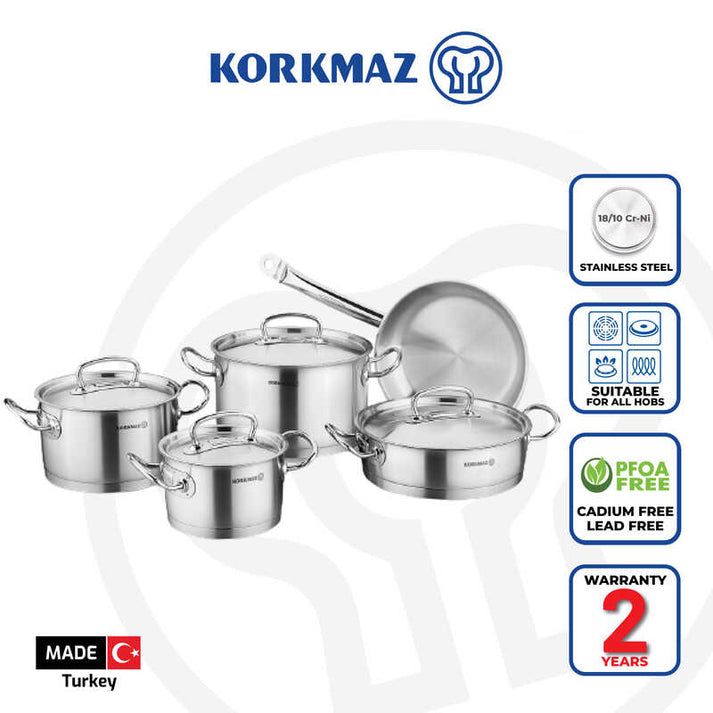 Korkmaz 9 Piece Proline Satin Cookware Set A1150