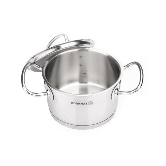 Korkmaz Proline 9-Piece Stainless Steel Cookware Set - Induction Compatible, Stainless Steel Stock Pot Set and Frying Pan, Made in Turkey