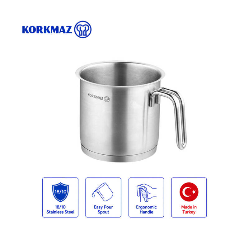 Korkmaz Proline 18/10 Stainless Steel Milk Pot 14cm 2L, Induction Compatible