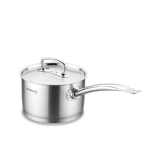 Korkmaz Proline Stainless Steel Saucepan with Lid , Induction Compatible, Made in Turkey